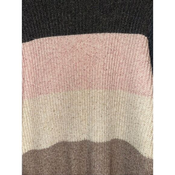 American Eagle Striped Oversized Cable Knit Striped Sweater size Medium Pink Gra - Picture 5 of 5